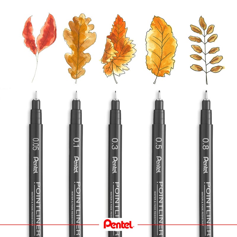 بنتل قلم تحديد نقطي من Pentel Arts، (0.05 مم)، حبر أسود، صندوق مكون من 12 قلمًا (S20P-05A) - Image 3